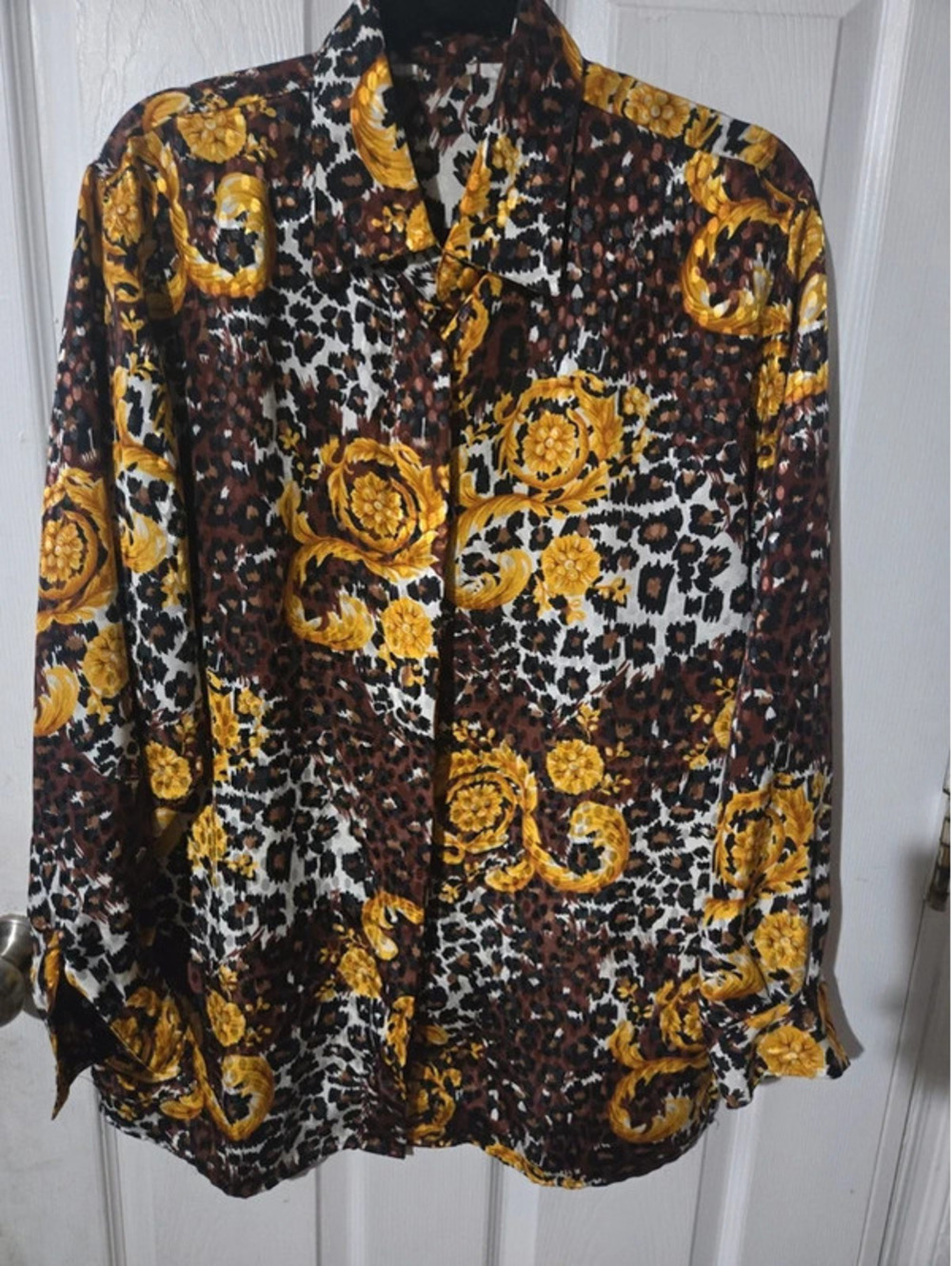 Vintage animal print womens blouse size 4
